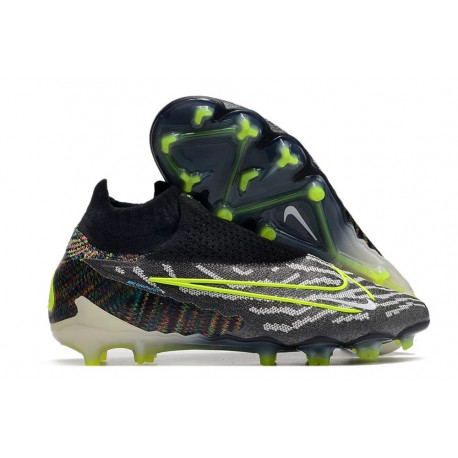 Chaussures Nike Phantom GX Elite DF FG Noir Volt Blanc Bleu Lumière