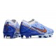 Chaussures Nike Zoom Mercurial Vapor 15 Elite FG Blanc Bleu Or