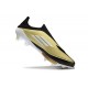 Chaussure Adidas F50 + Laceless FG X Messi Doré Noir Blanc 