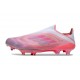 Chaussure Adidas F50 + Laceless FG Rose Blanc