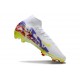 Nike Zoom Mercurial Superfly 10 Elite FG Blanc Violet Jaune Rouge