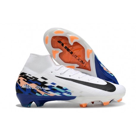 Nike Zoom Mercurial Superfly 10 Elite FG Blanc Bleu Noir