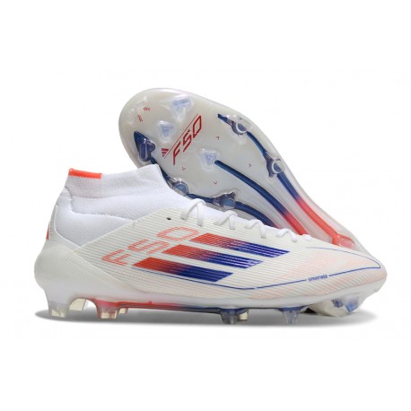 adidas F50 Elite Mid FG Nouvel Advancement - Blanc Rouge Bleu