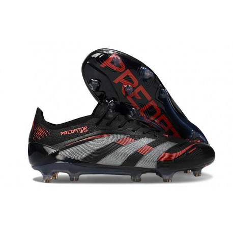 Crampon adidas Predator Elite FG Noir Gris Quatre Rouge Lucide