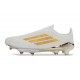Chaussure Adidas F50 + Laceless FG Blanc Or