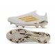 Chaussure Adidas F50 + Laceless FG Blanc Or