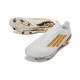 Chaussure Adidas F50 + Laceless FG Blanc Or