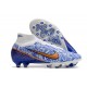 Chaussures Nike Mercurial Superfly 9 Elite AG Blanc Bleu Or