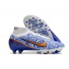 Chaussures Nike Mercurial Superfly 9 Elite AG Blanc Bleu Or