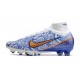Chaussures Nike Mercurial Superfly 9 Elite AG Blanc Bleu Or