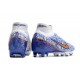 Chaussures Nike Mercurial Superfly 9 Elite AG Blanc Bleu Or