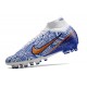 Chaussures Nike Mercurial Superfly 9 Elite AG Blanc Bleu Or
