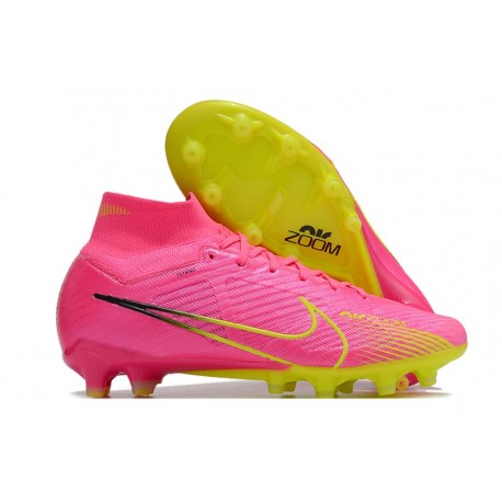 Chaussures Nike Mercurial Superfly 9 Elite AG Rose Jaune