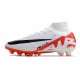 Chaussures Nike Mercurial Superfly 9 Elite AG Blanc Cramoisi Vif Noir