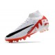 Chaussures Nike Mercurial Superfly 9 Elite AG Blanc Cramoisi Vif Noir