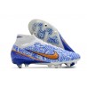 Nike Air Zoom Mercurial Superfly 9 Elite SG-Pro Blanc Bleu Or