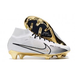 Nike Zoom Mercurial Superfly 9 Elite FG Chaussure Blanc Or